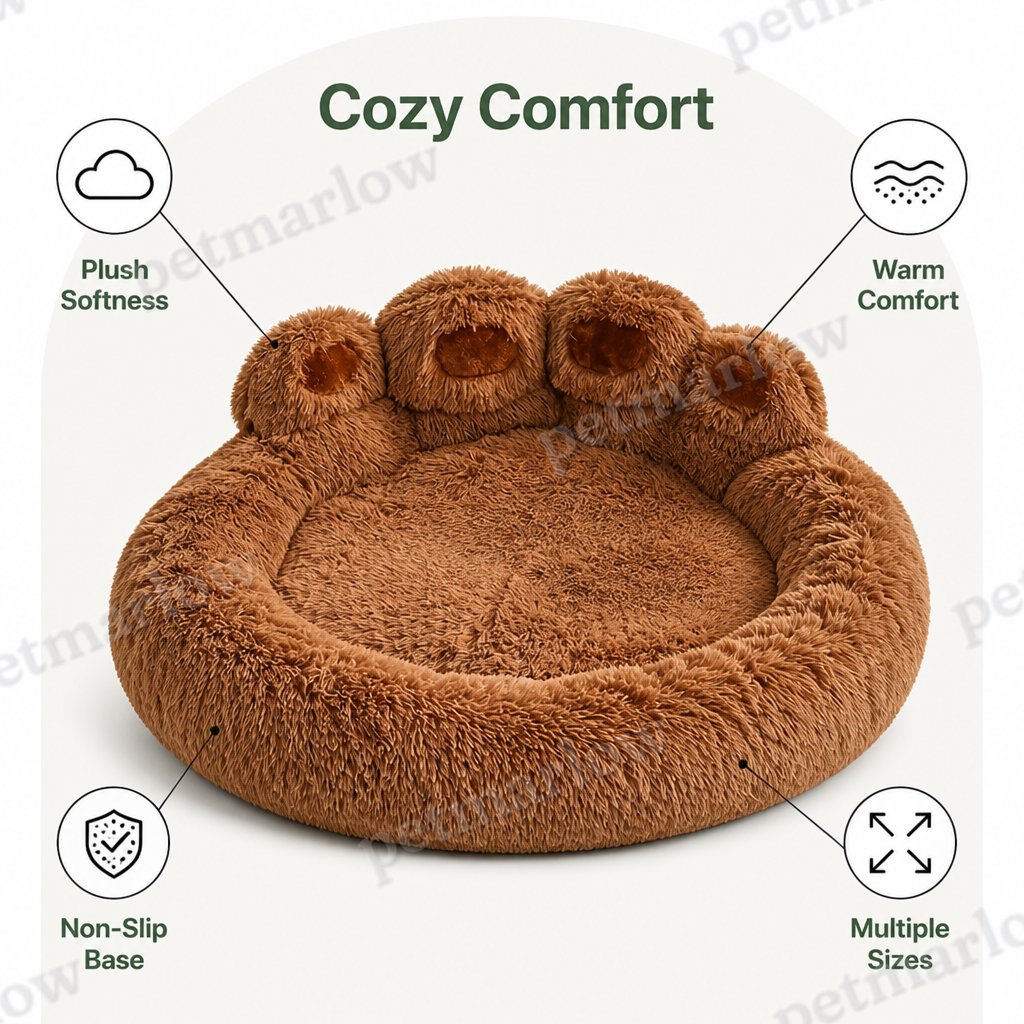 Petmarlow Bear Paw Plush & Non-Slip Dog Bed – view 5