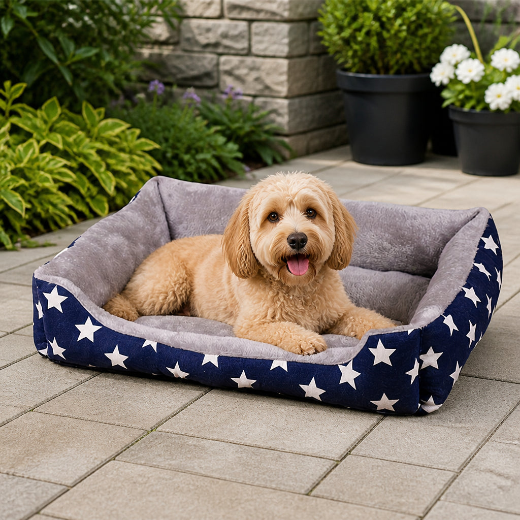 Petmarlow Blue Star Easy-Clean Polyester Dog Mat