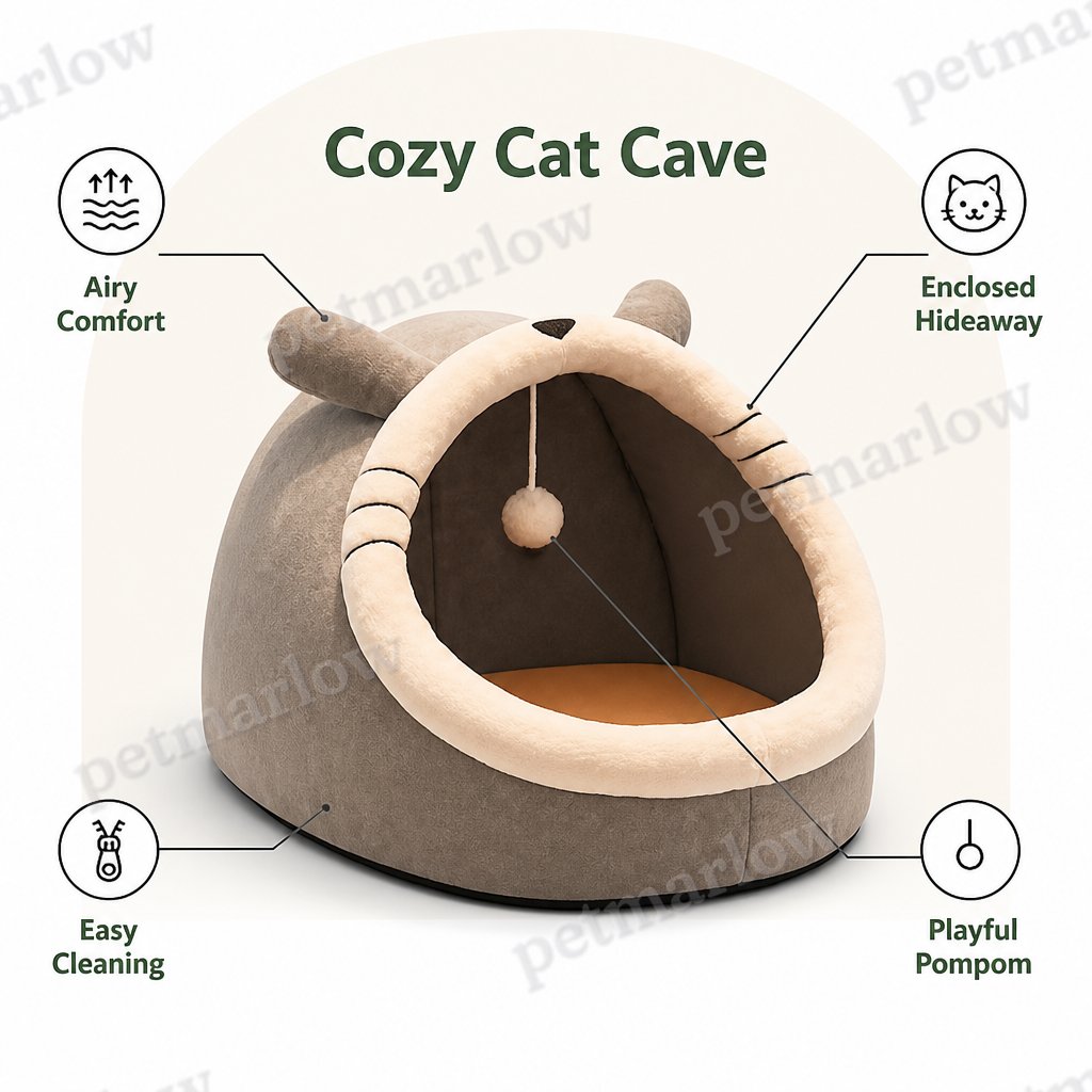 Petmarlow Breathable High-Rebound & Detachable Washable Cat Cave Bed – view 6