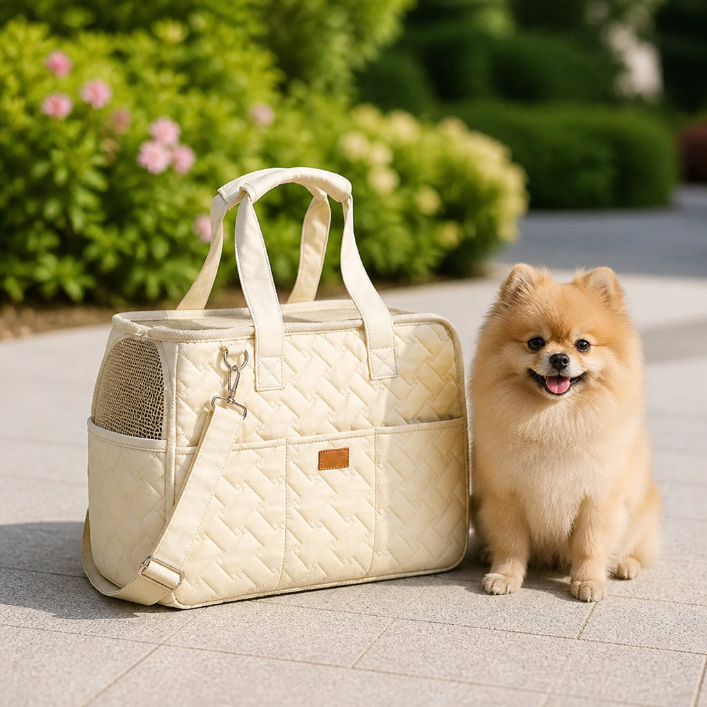 Petmarlow Breathable Mesh & Escape-Proof Pet Carrier Tote – Off white / S