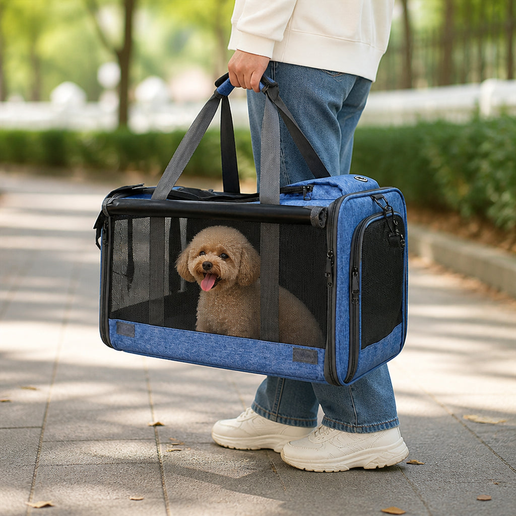 Petmarlow Breathable Mesh & Foldable Airline-Approved Travel Carrier