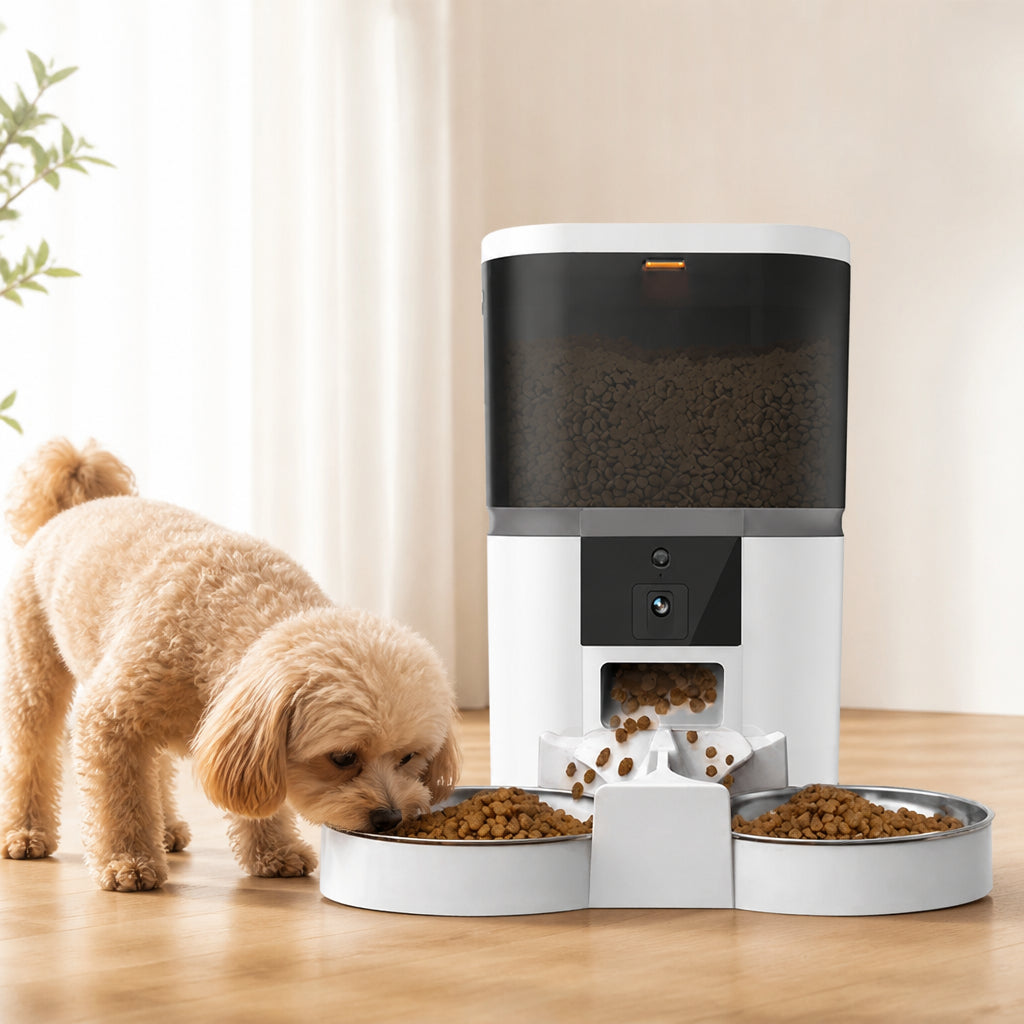 Petmarlow Built-In Camera & Portion-Control Automatic Feeder (4L) – 4L White / 1.06 US gal