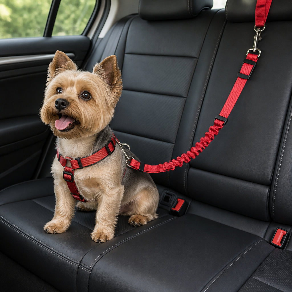 Petmarlow Bungee Shock-Absorbing & Reflective Car Seat Leash (For Small-Medium Dogs)