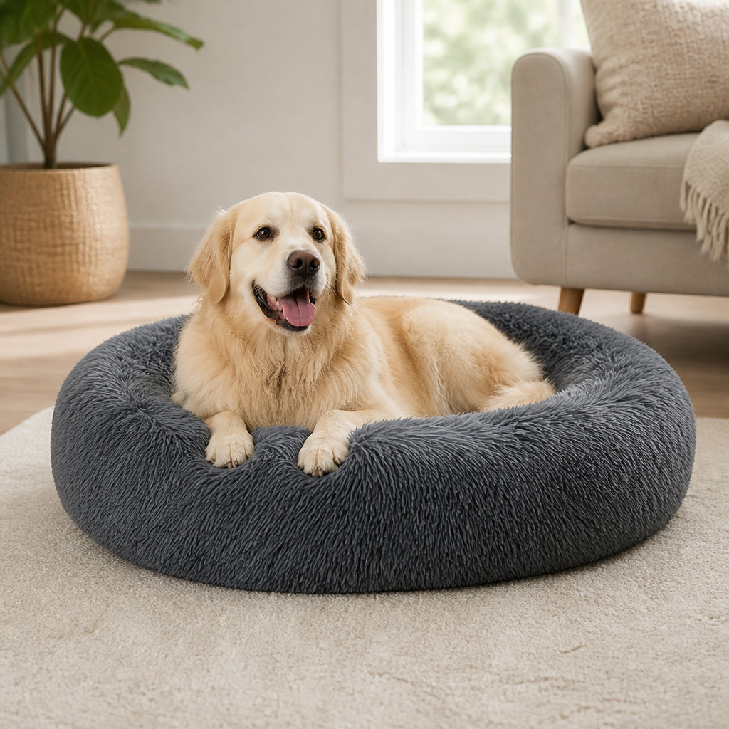 Petmarlow Calming Plush Donut Dog Bed