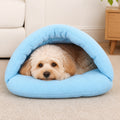 Petmarlow Calming Plush Fleece Pet Cave Bed – Blue / S (11.0 × 15.0 in)