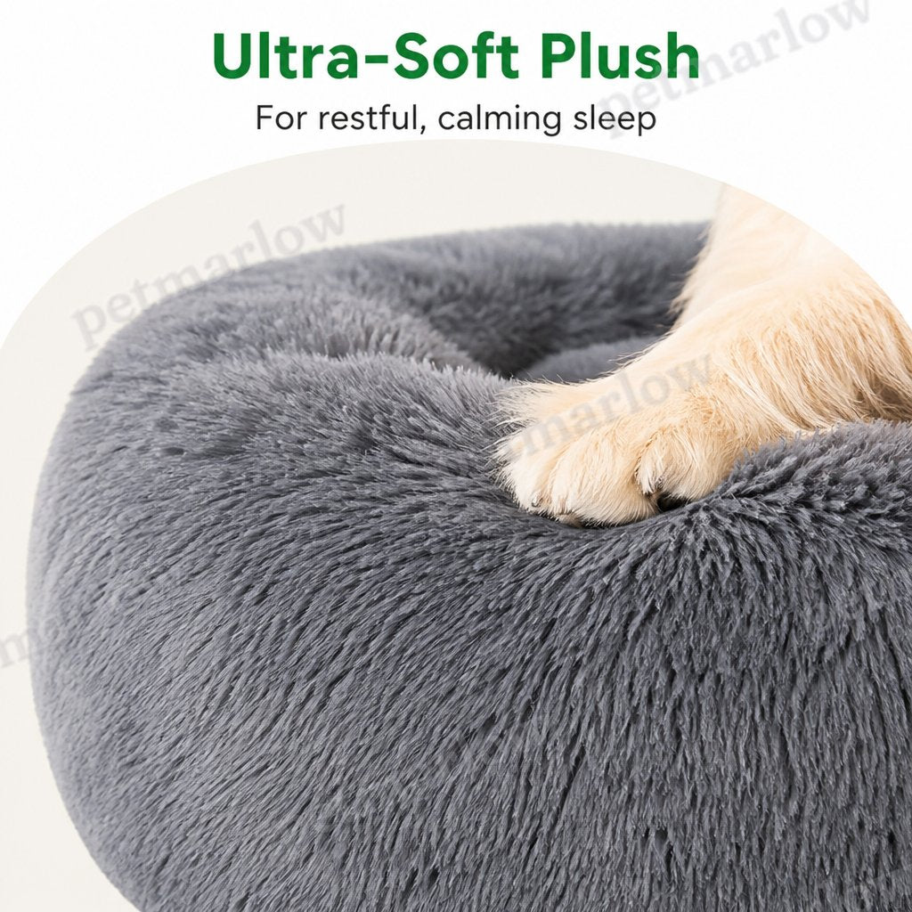 Petmarlow Calming Plush Polyester Donut Bed – view 4