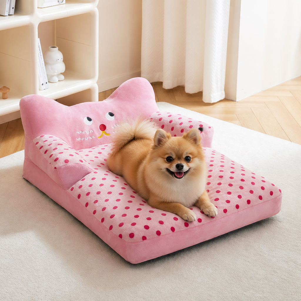 Petmarlow Calming Washable & Non-Slip Sofa Bed (Removable Cover) – Pink / S-19.69*14.17*5.91inch