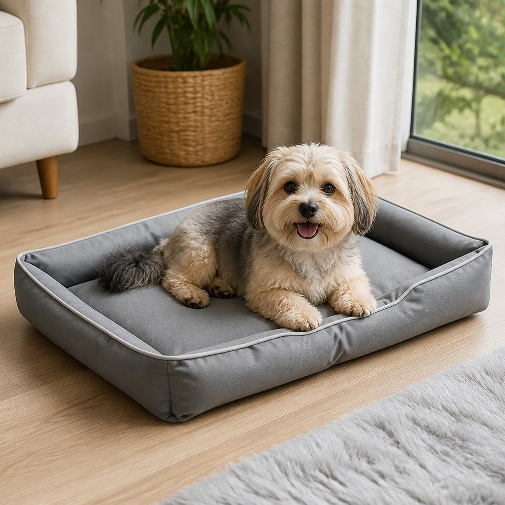 Petmarlow Chew-Resistant 600D Oxford Dog Bed – Grey / 50×40cm(19.7×15.7in)