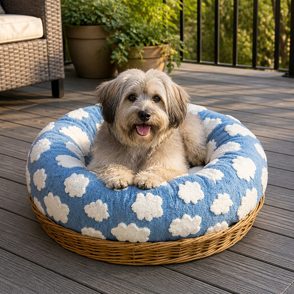 Petmarlow Chew-Resistant Cotton & Anti-Slip Donut Dog Bed