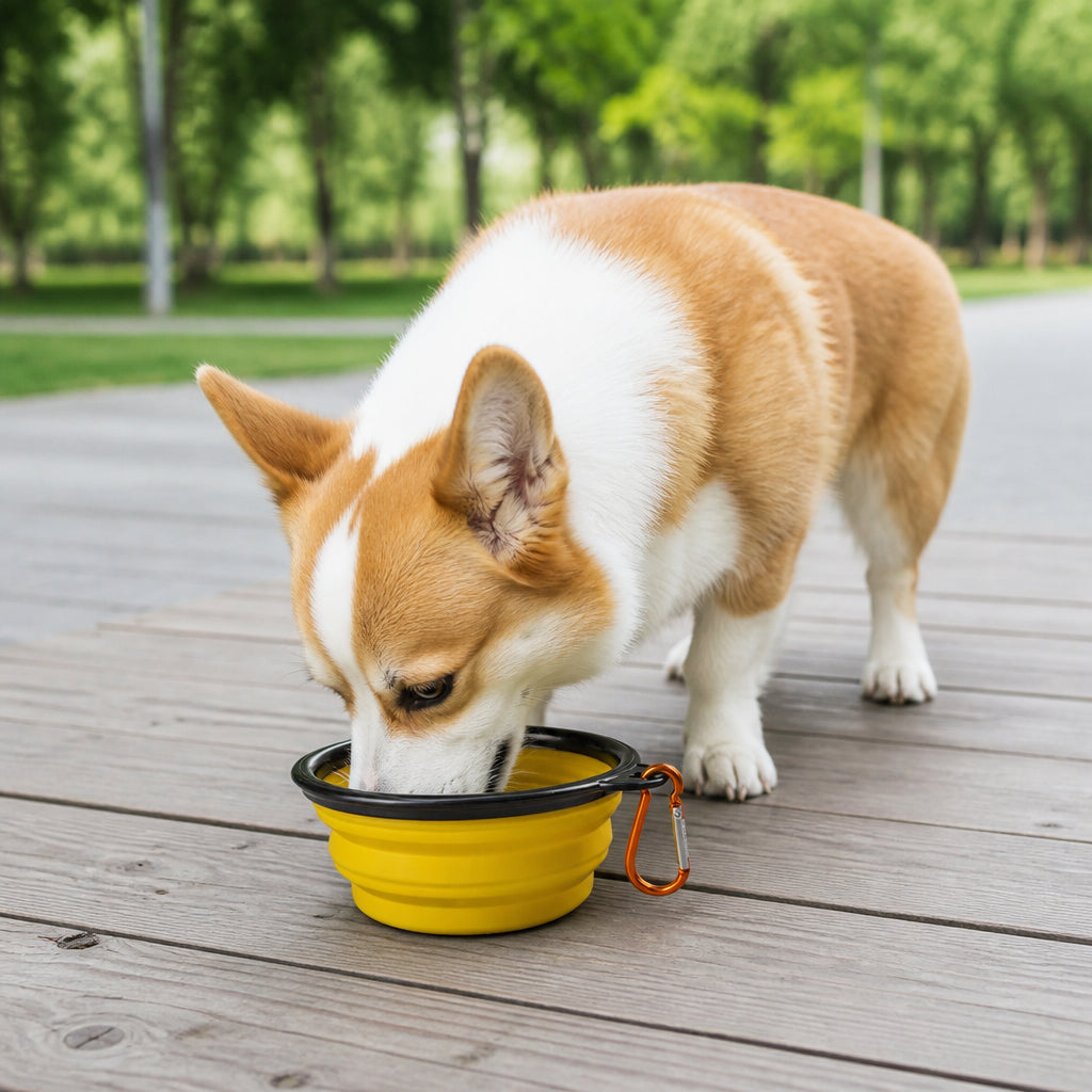 Petmarlow Collapsible Food-Grade Silicone Travel Bowl – yellow / 5.12 × 2.17 × 3.54 in