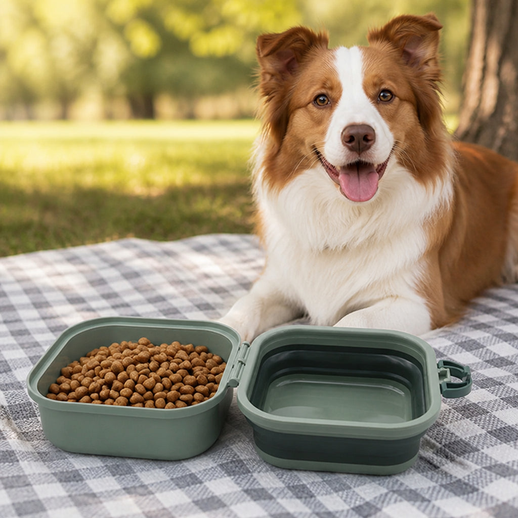 Petmarlow Collapsible Leak-Proof Divided Travel Bowl