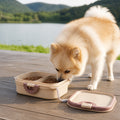 Petmarlow Collapsible Leak-Proof Divided Travel Bowl – khaki
