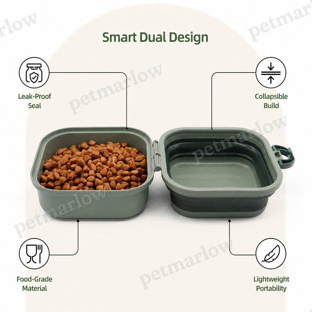 Petmarlow Collapsible Leak-Proof Divided Travel Bowl – view 5