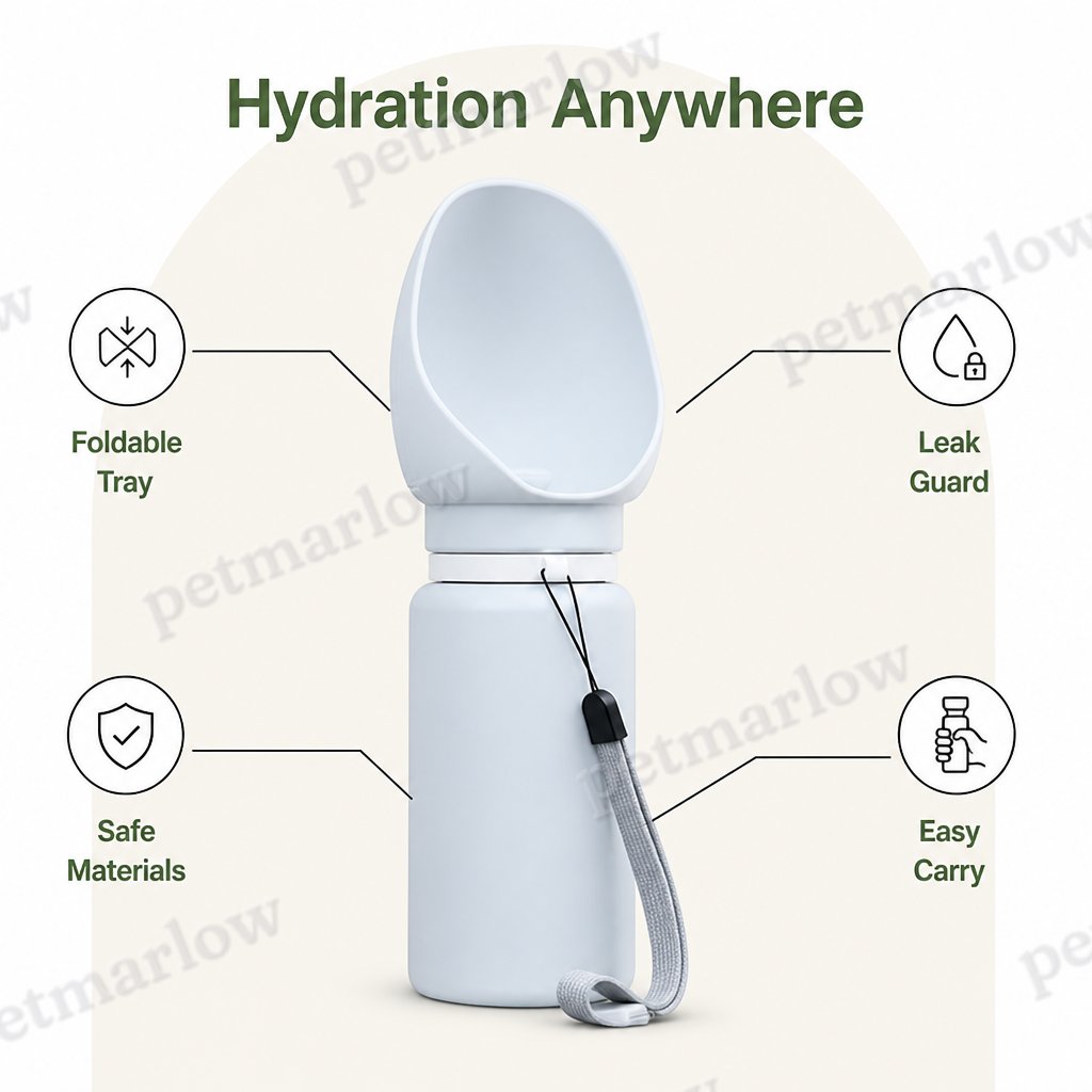 Petmarlow Collapsible & Leak-Proof Travel Water Bottle (Built-In Drinking Tray) – view 5
