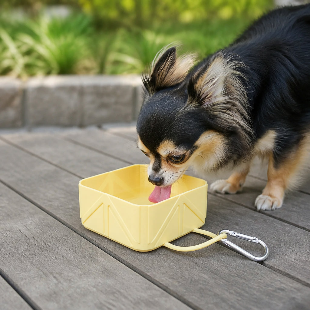 Petmarlow Collapsible Silicone Pet Travel Bowl – Yellow