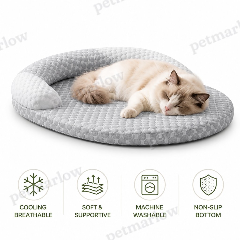 Petmarlow Cooling Breathable Raised-Neck Dog Bed (Washable) – view 6