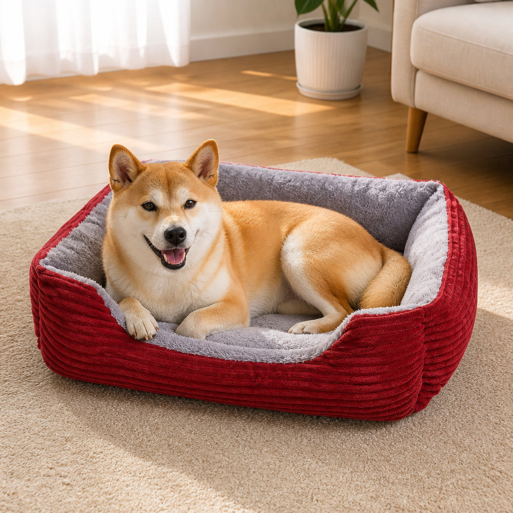 Petmarlow Cozy All-Season Corduroy Dog Bed (Multiple Sizes)