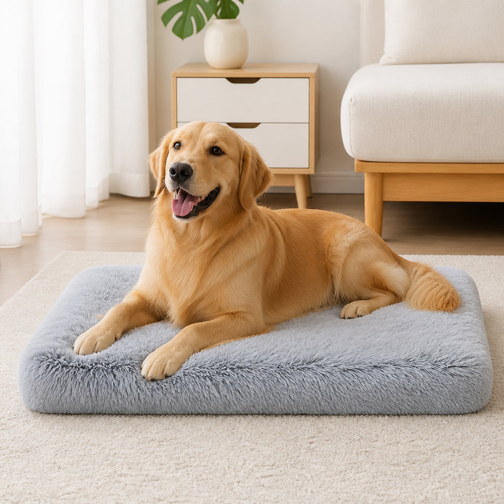 Petmarlow Cozy Plush & Detachable Cover Dog Bed – Gradient Light Gray / L-29.5*19.7*2.8-inch