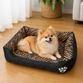 Petmarlow Cozy Plush & Washable Dog Bed – Tiger Stripes / S (17.7X11.8in)