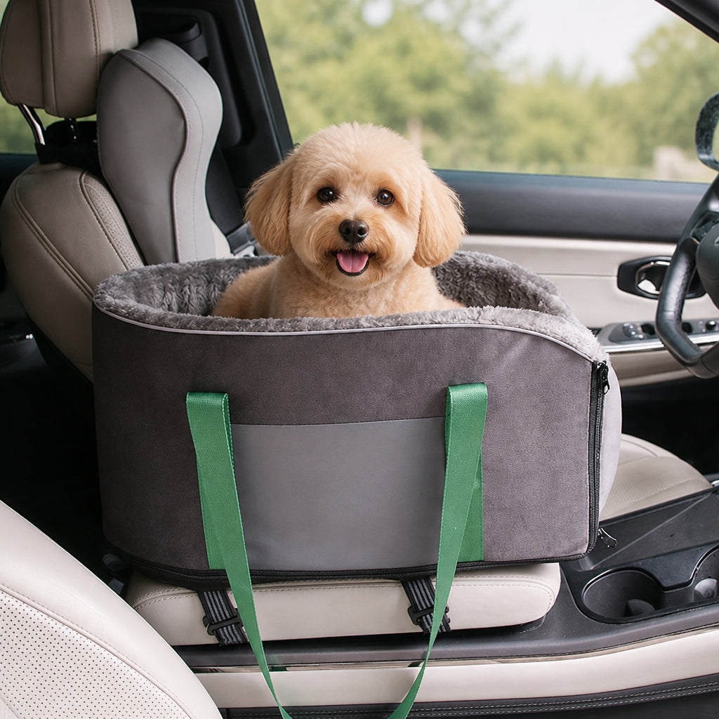Petmarlow Cushioned Nest & Durable Polyester Travel Carrier – Grey