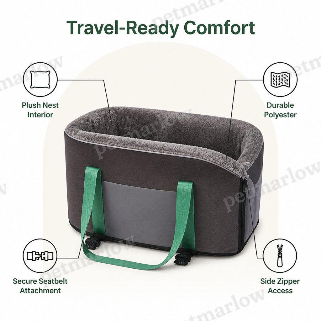 Petmarlow Cushioned Nest & Durable Polyester Travel Carrier – view 3