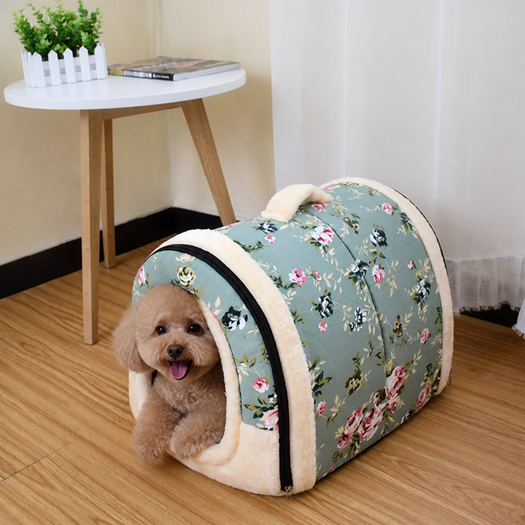 Petmarlow Detachable Washable Leather Pet Mat (Hand Washable) – Blue Flowers / M - 17.7 × 13.8 in