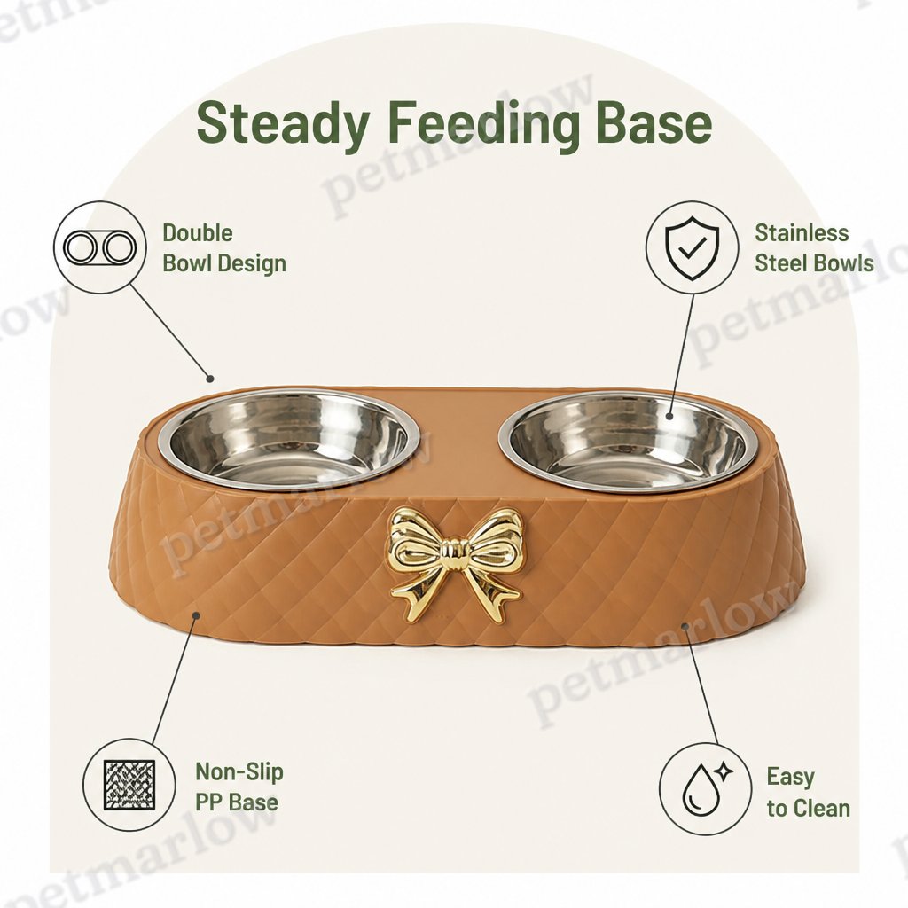 Petmarlow Double Stainless Steel & Non-Slip Feeding Bowl – view 5