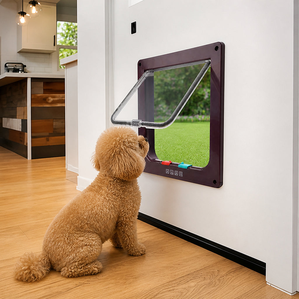 Petmarlow Durable ABS & 4-Way Security Lock Pet Door (Door/Wall Mount)