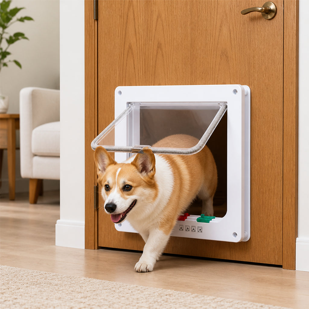 Petmarlow Durable ABS Plastic & 4-Way Lock Cat & Small Dog Door