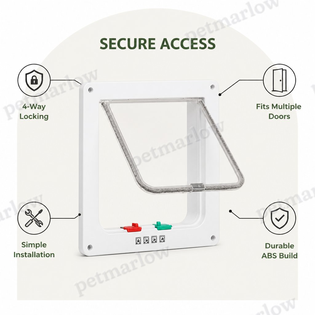 Petmarlow Durable ABS Plastic & 4-Way Lock Cat & Small Dog Door – view 4