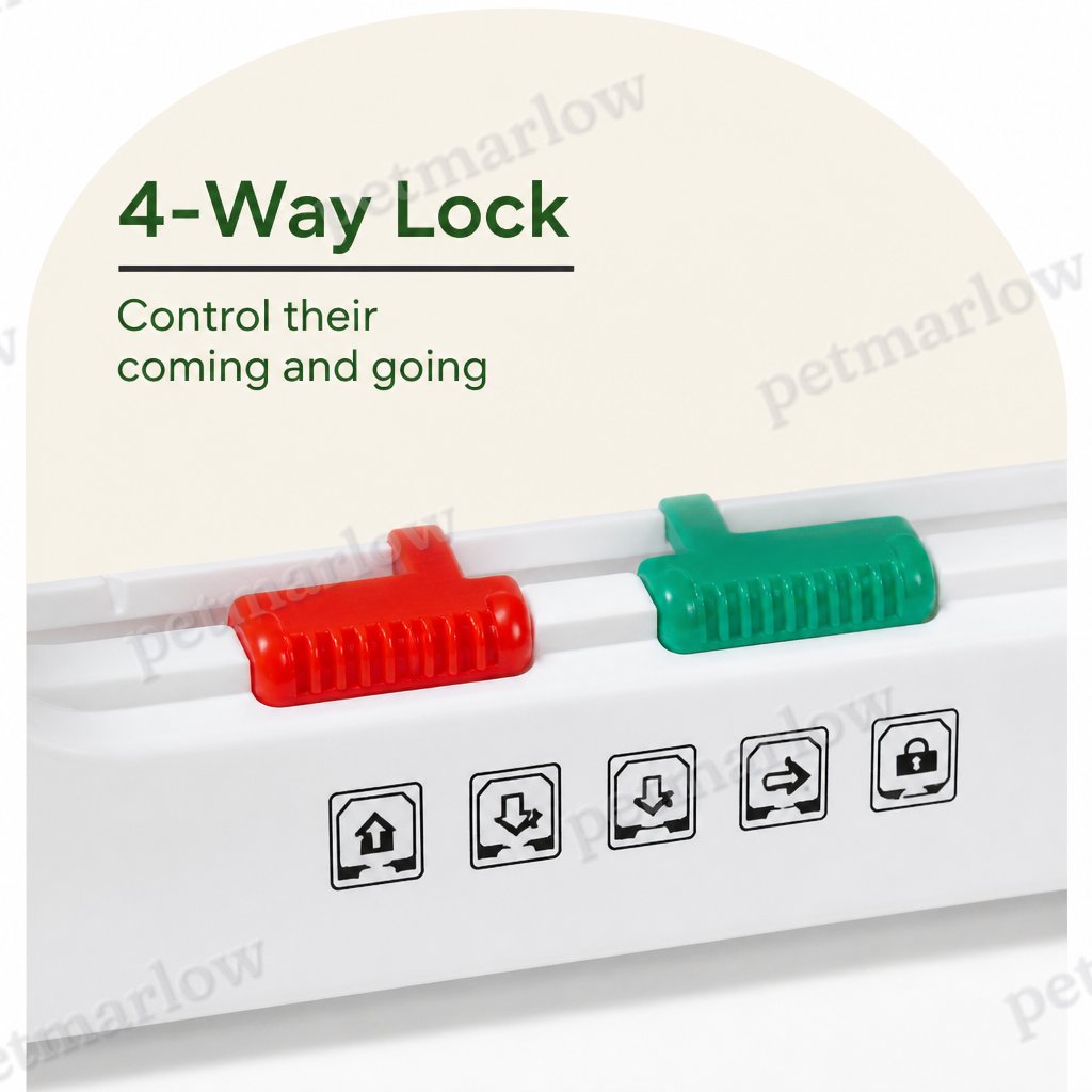 Petmarlow Durable ABS Plastic & 4-Way Lock Cat & Small Dog Door – view 5