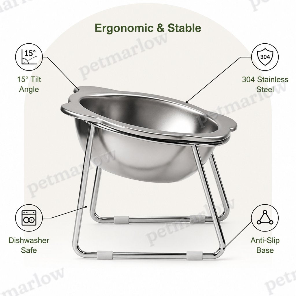Petmarlow Elevated 15° Tilt Stainless Steel Cat Bowl – view 5