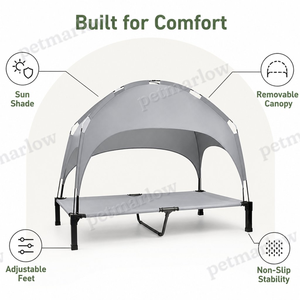 Petmarlow Elevated Aluminum Outdoor Dog Bed (Removable Canopy) – view 6