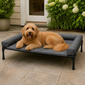 Petmarlow Elevated Cooling Mesh Dog Bed (Removable Pillow-Top) – Black Silvery / S: 32.0"L x 25.0"W x 7.0"Th