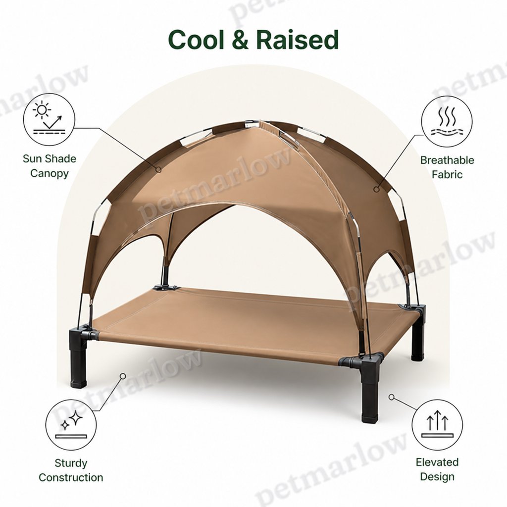 Petmarlow Elevated Cooling & Portable Dog Cot (Removable Canopy) – view 6