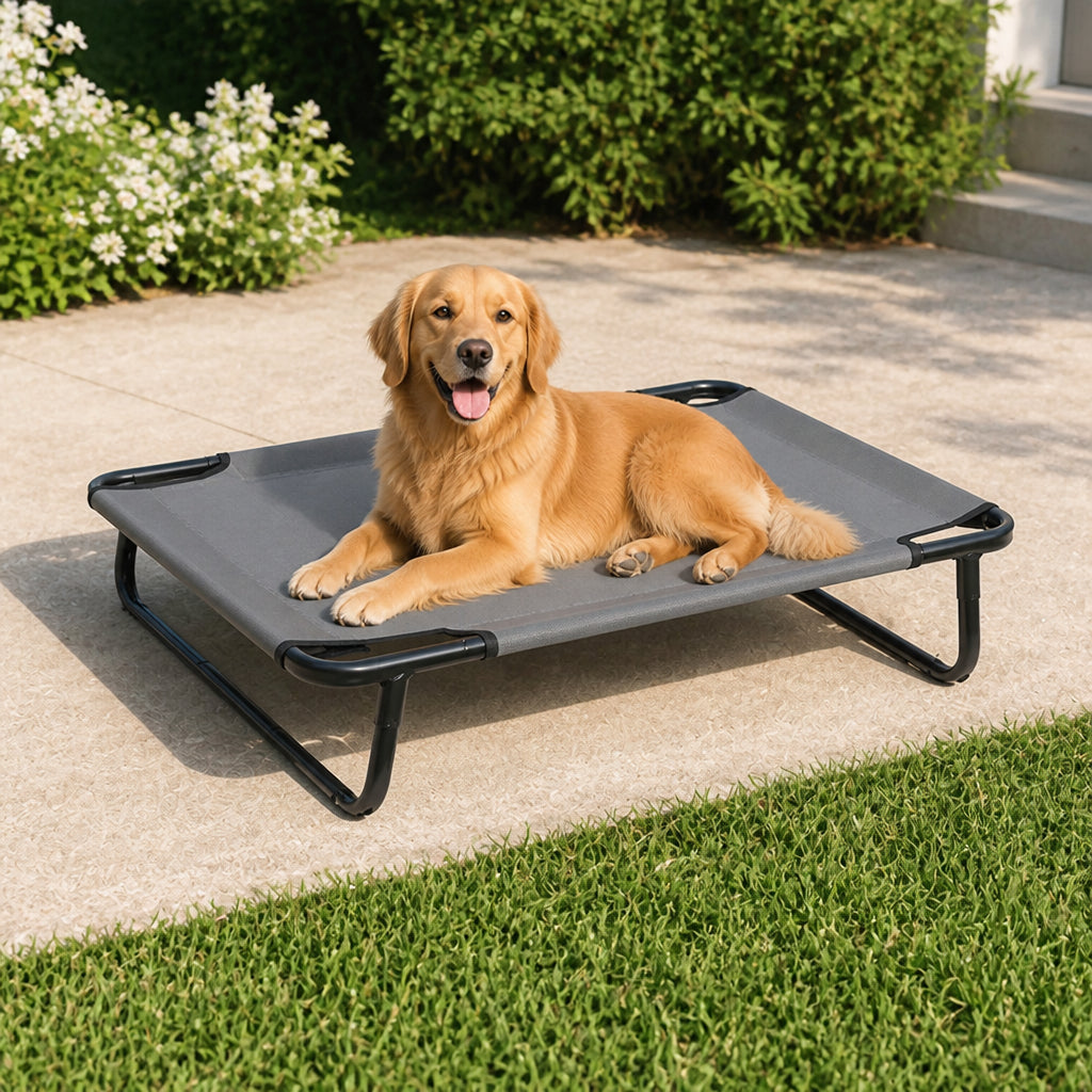 Petmarlow Elevated Iron Frame & Breathable Dog Bed (No Filler) – Gray / M/32 * 25.2 * 7.1 inch