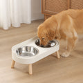 Petmarlow Elevated Neck-Support Pet Feeder (Dual Removable Stainless Bowls) – White Plastics