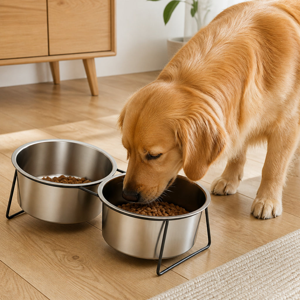 Petmarlow Elevated Stainless Steel Anti-Tip Slow Feeder Bowl – Deepened black