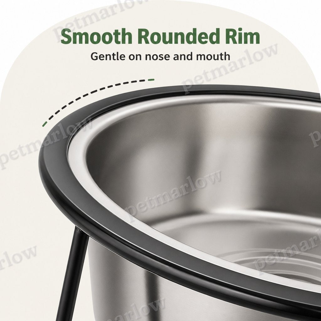 Petmarlow Elevated Stainless Steel Anti-Tip Slow Feeder Bowl – view 6