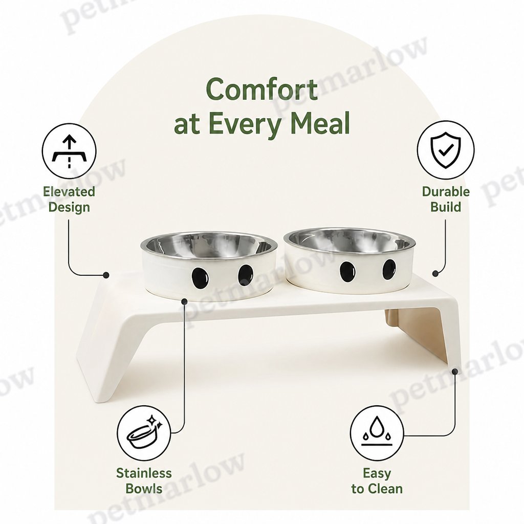 Petmarlow Elevated Stainless Steel Double-Bowl Pet Feeder (Small-Medium) – view 6