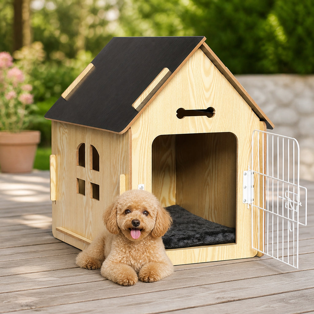 Petmarlow Elevated Wood & Ventilated Pet House (For Small Dogs & Cats)