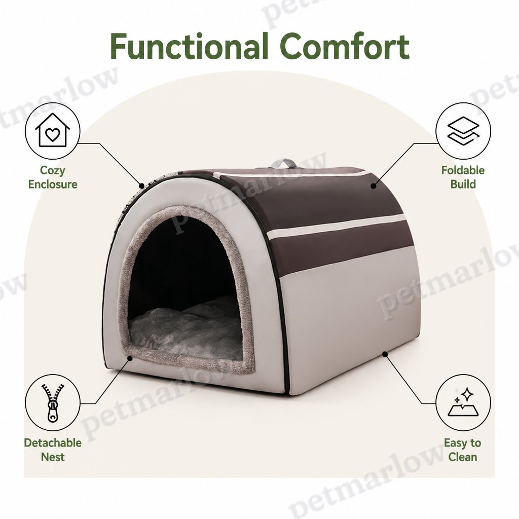 Petmarlow Enclosed Foldable Cave Dog Bed (Removable Nest) – view 5