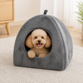 Petmarlow Enclosed Plush Triangle Cat Nest – GRAY / S - 11.0 × 11.0 × 11.8 in