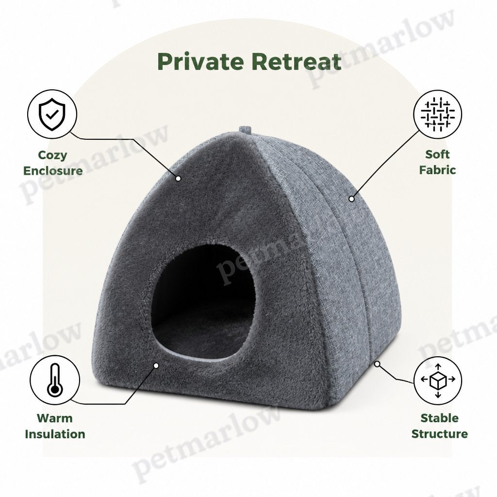 Petmarlow Enclosed Plush Triangle Cat Nest – view 3