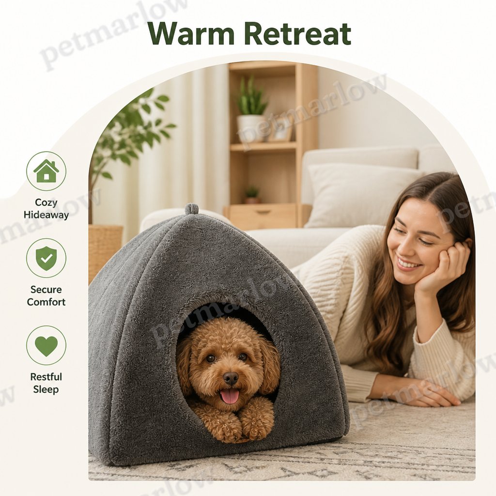 Petmarlow Enclosed Plush Triangle Cat Nest – view 6