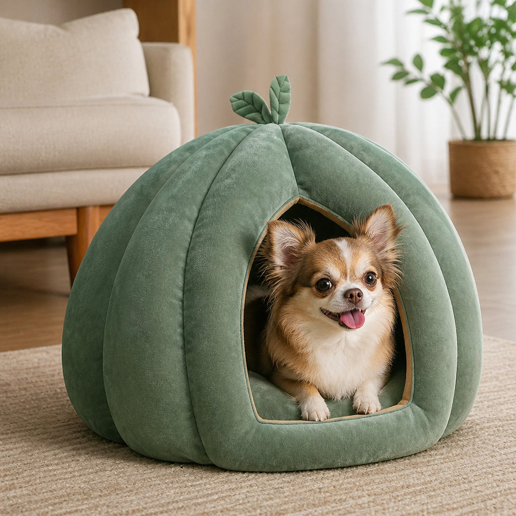 Petmarlow Enclosed Pumpkin & Thick Flannel Pet Bed