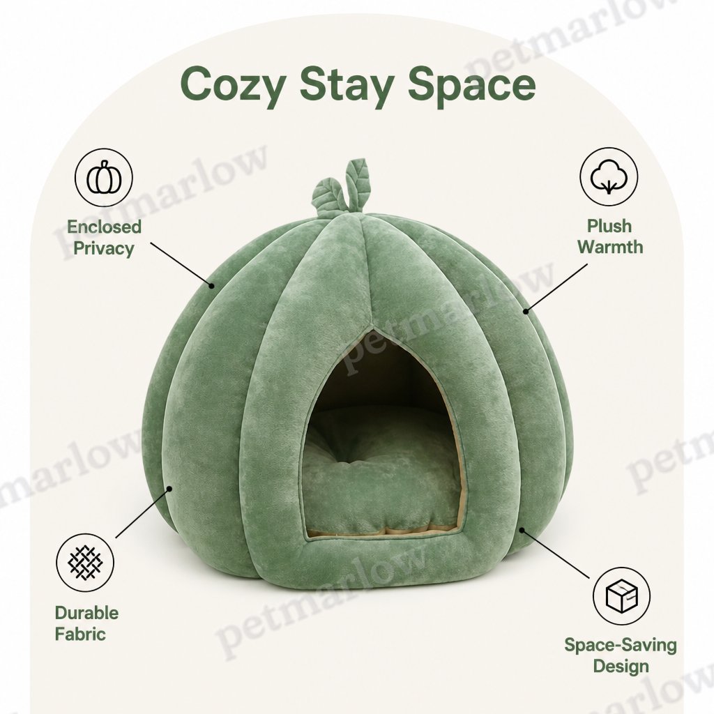 Petmarlow Enclosed Pumpkin & Thick Flannel Pet Bed – view 4