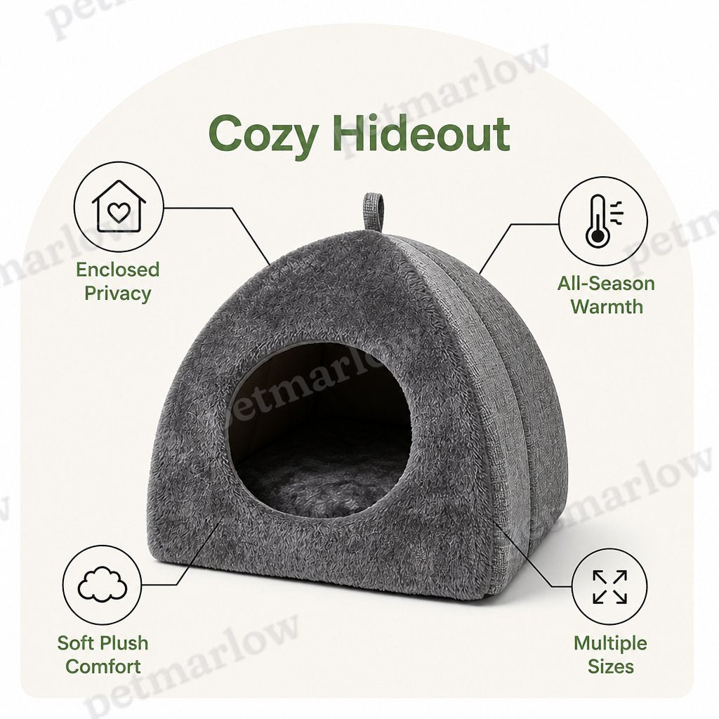 DogBedHouse Enclosed Triangular Plush Cat Bed – view 5