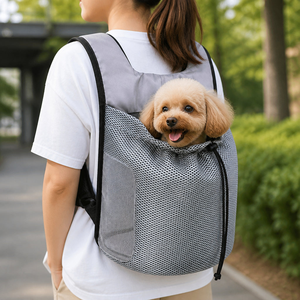 Petmarlow Ergonomic Double-Shoulder Plush Small Pet Backpack Carrier (Fits Up To 7.7 lbs) – GRAY / S - 11.0 × 9.8 × 6.3 in (5.5lbs)