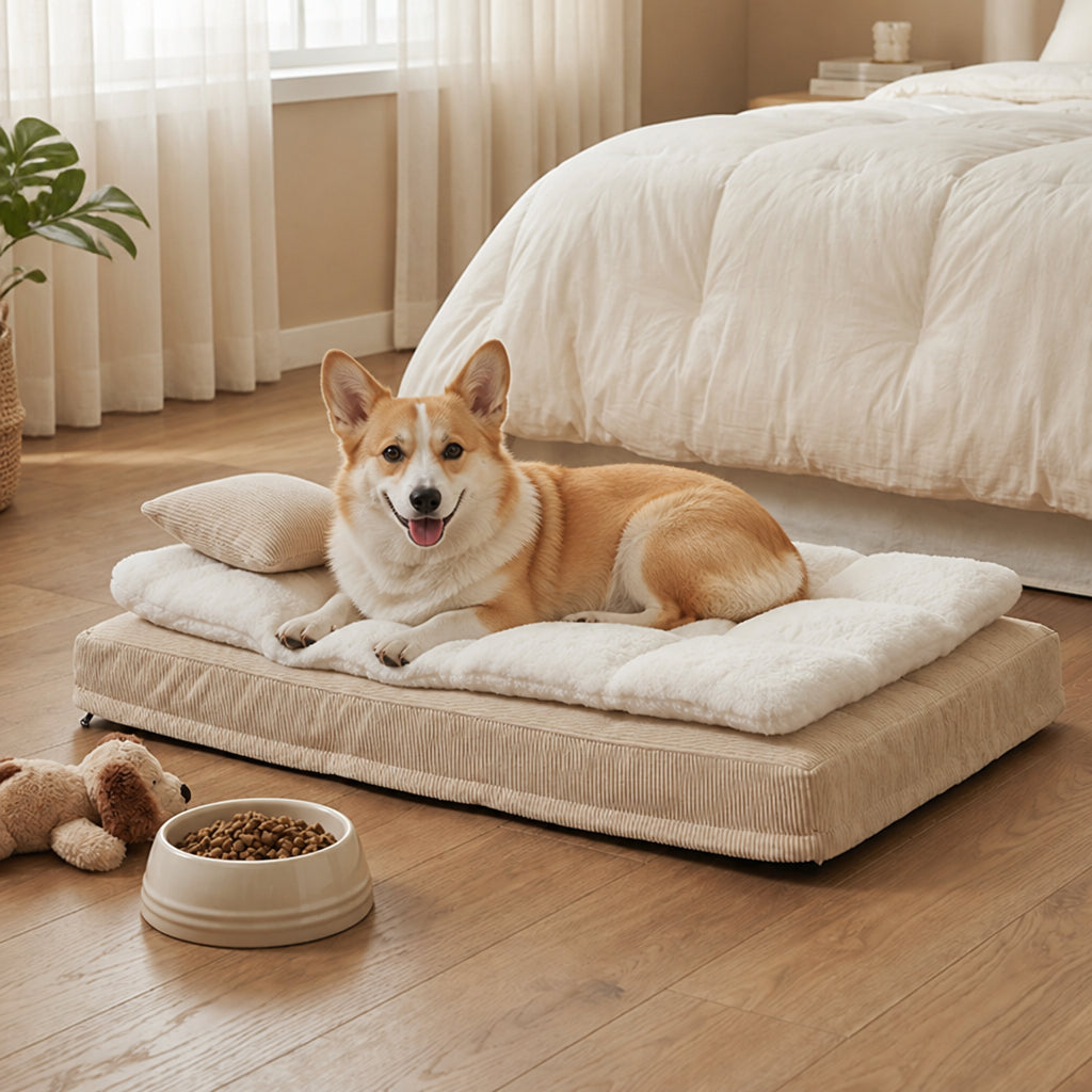 Petmarlow Ergonomic Spinal Support & Removable Pillow Dog Bed – S 24inch*16inch